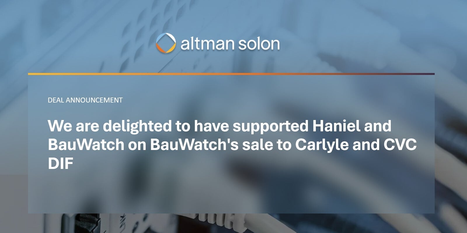 Altman Solon Supports Haniel and BauWatch